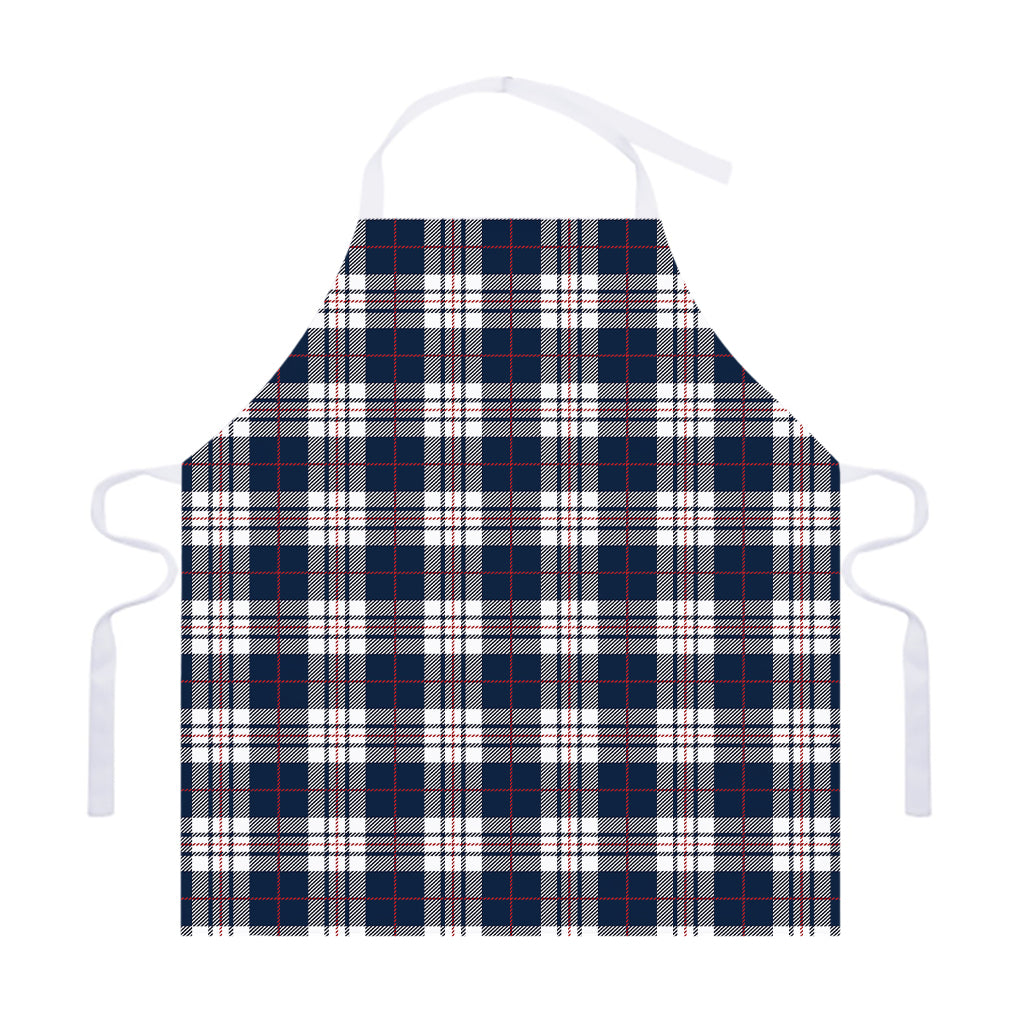 Blue White And Red Tartan Pattern Print Adjustable Apron