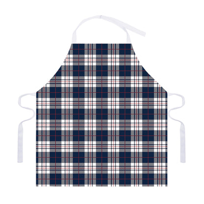 Blue White And Red Tartan Pattern Print Adjustable Apron