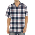 Blue White And Red Tartan Pattern Print Aloha Shirt