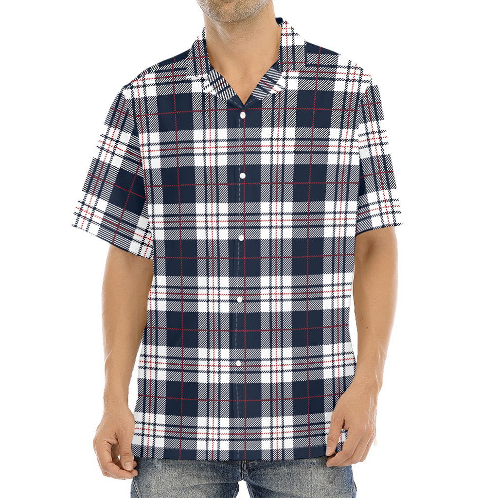 Blue White And Red Tartan Pattern Print Aloha Shirt