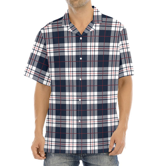 Blue White And Red Tartan Pattern Print Aloha Shirt