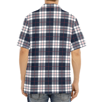 Blue White And Red Tartan Pattern Print Aloha Shirt