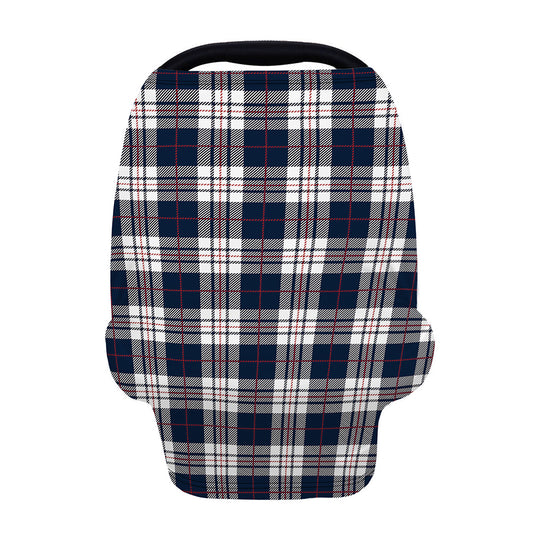 Blue White And Red Tartan Pattern Print Baby Seat Cover