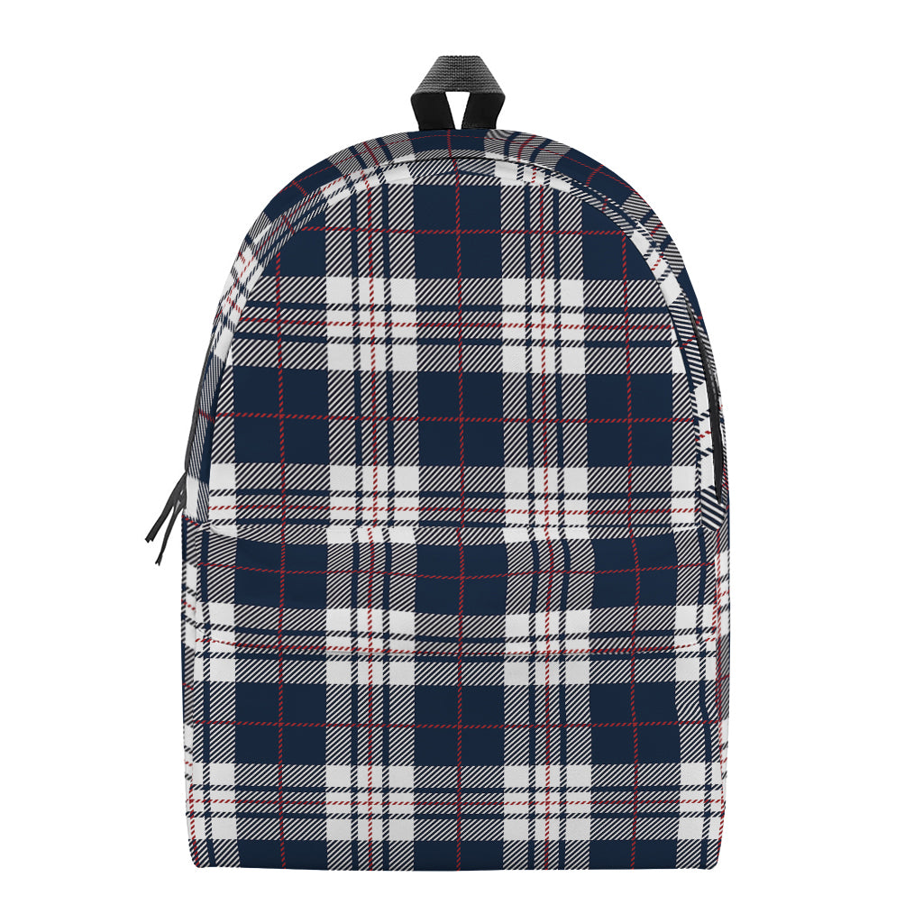 Blue White And Red Tartan Pattern Print Backpack