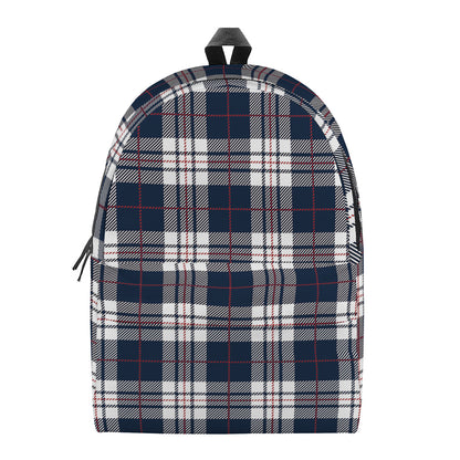 Blue White And Red Tartan Pattern Print Backpack