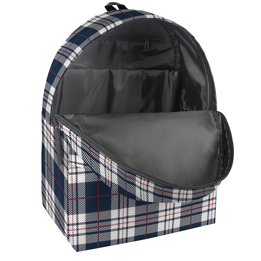 Blue White And Red Tartan Pattern Print Backpack