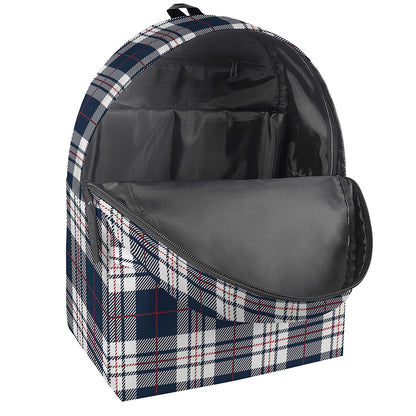 Blue White And Red Tartan Pattern Print Backpack