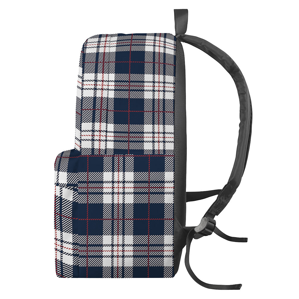 Blue White And Red Tartan Pattern Print Backpack