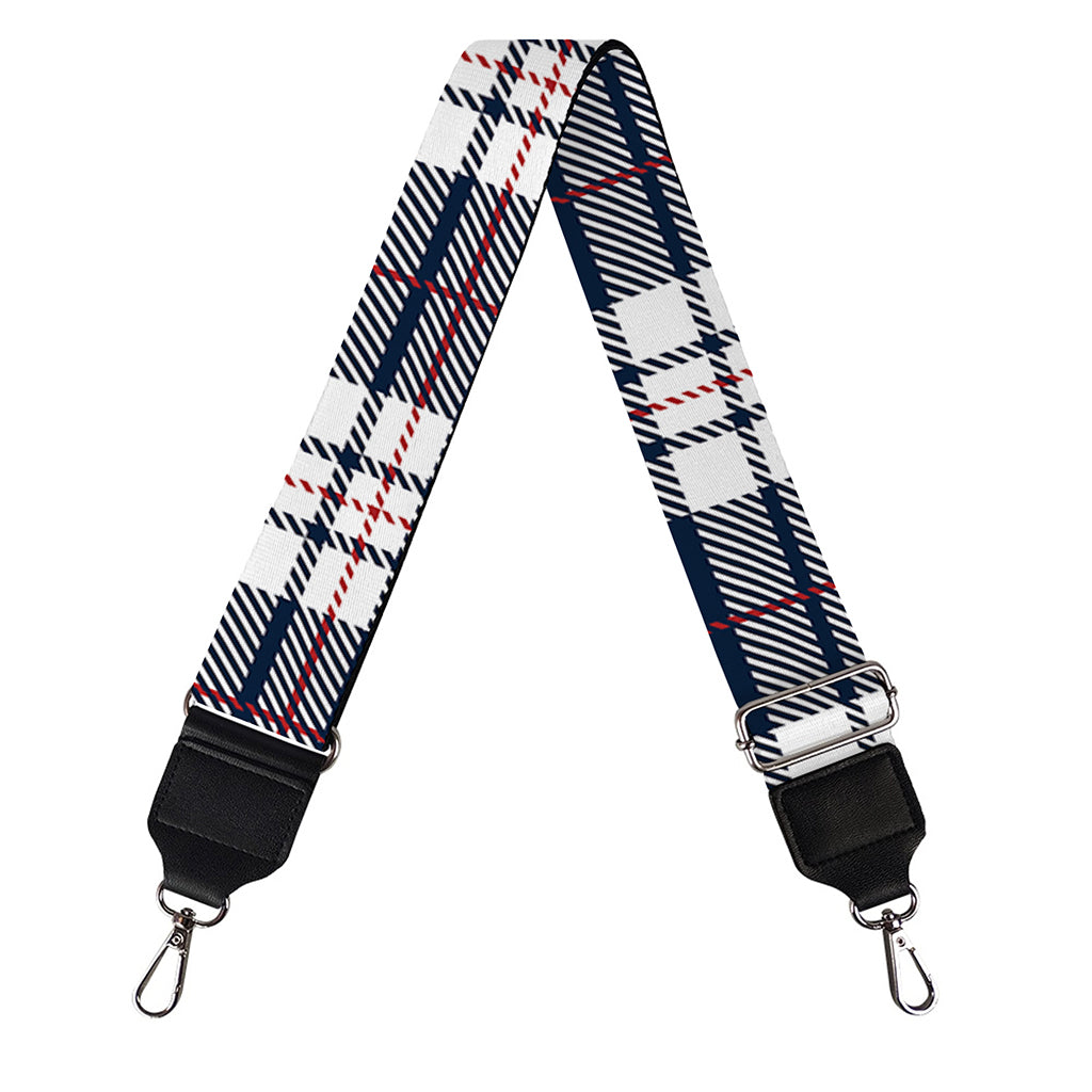 Blue White And Red Tartan Pattern Print Bag Strap