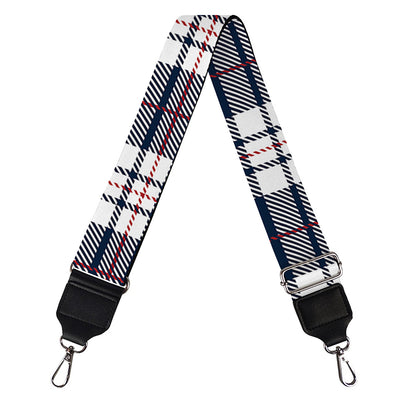 Blue White And Red Tartan Pattern Print Bag Strap