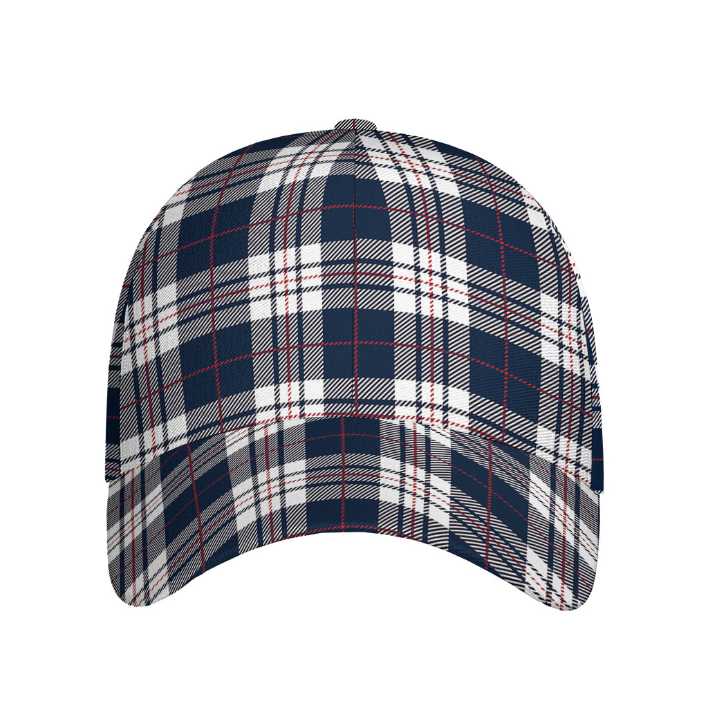Blue White And Red Tartan Pattern Print Baseball Cap