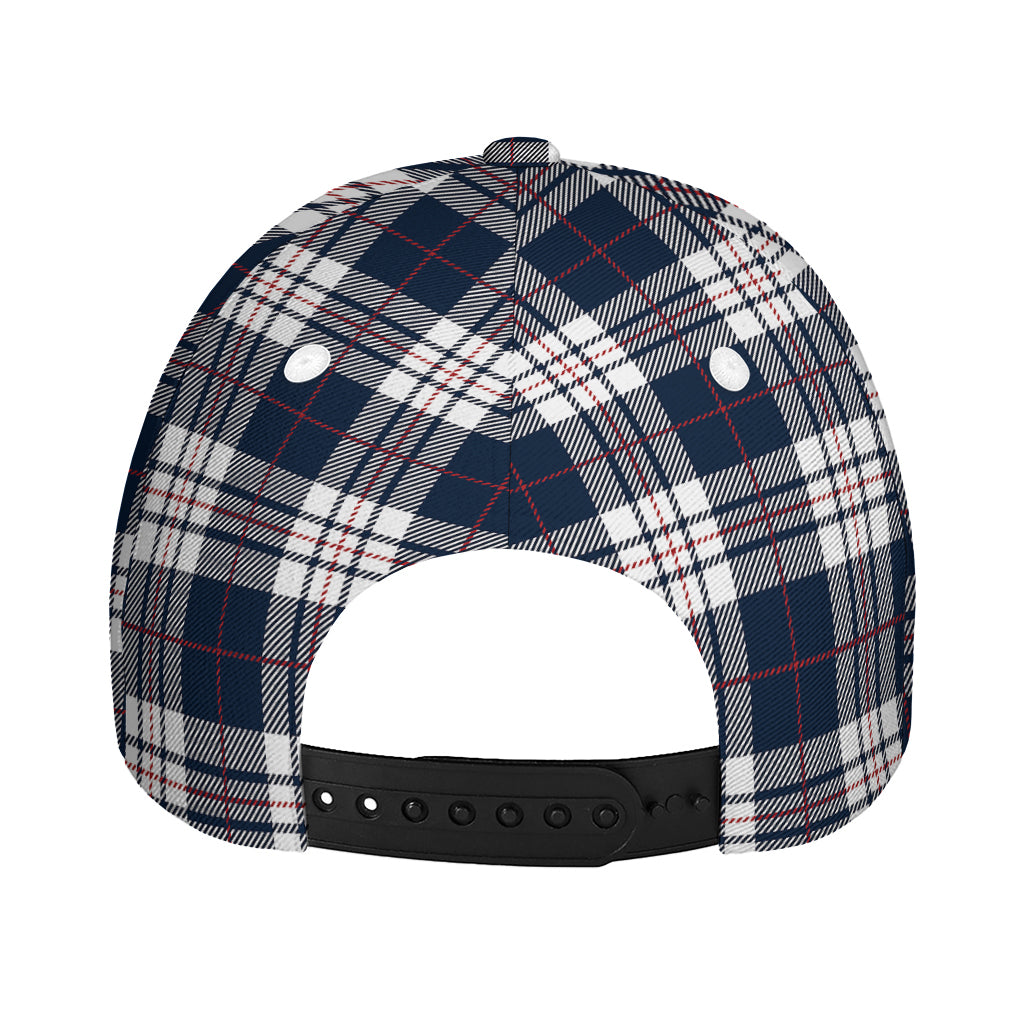 Blue White And Red Tartan Pattern Print Baseball Cap