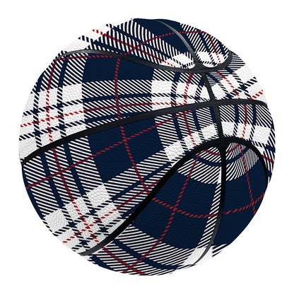 Blue White And Red Tartan Pattern Print Basketball