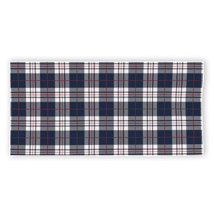 Blue White And Red Tartan Pattern Print Beach Towel