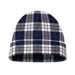 Blue White And Red Tartan Pattern Print Beanie