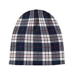 Blue White And Red Tartan Pattern Print Beanie