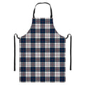 Blue White And Red Tartan Pattern Print Bib Apron With Pocket