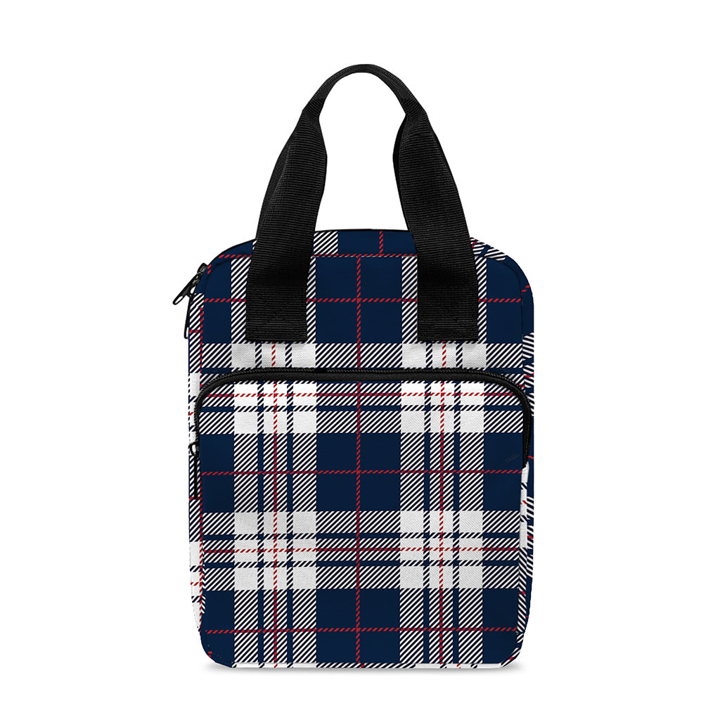 Blue White And Red Tartan Pattern Print Bible Tote Bag