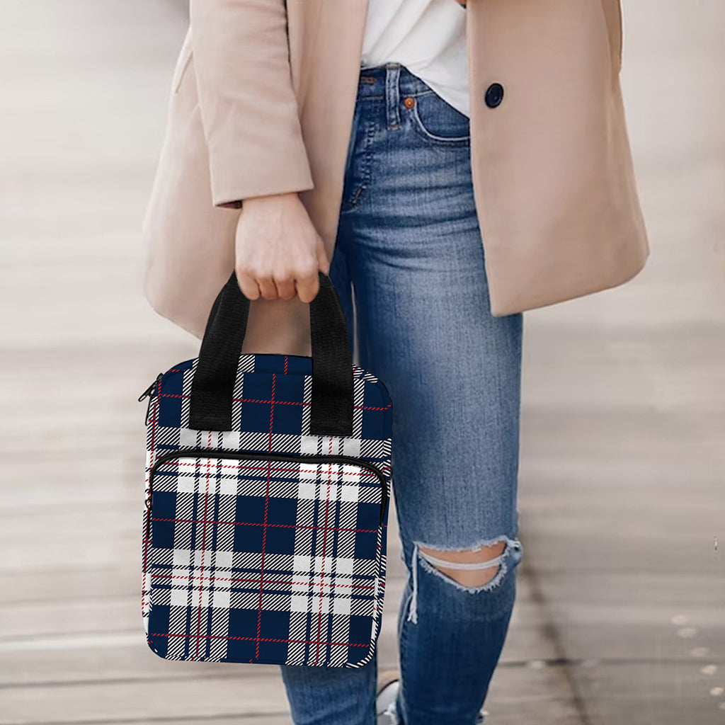 Blue White And Red Tartan Pattern Print Bible Tote Bag