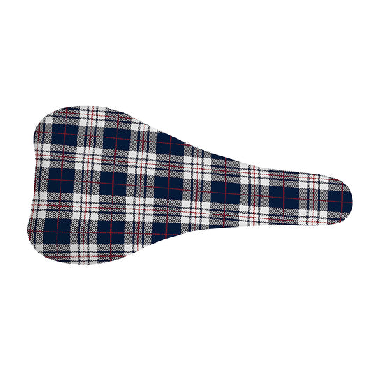 Blue White And Red Tartan Pattern Print Bicycle Seat Cover