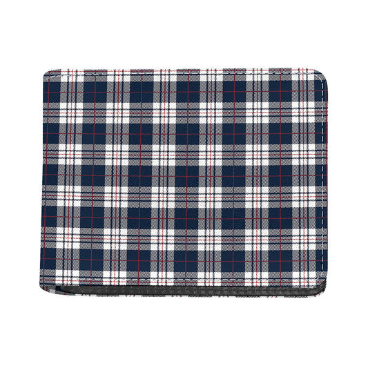 Blue White And Red Tartan Pattern Print Bifold Wallet