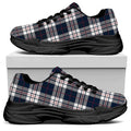 Blue White And Red Tartan Pattern Print Black Chunky Shoes