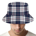Blue White And Red Tartan Pattern Print Bucket Hat