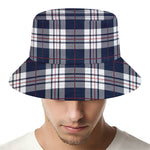 Blue White And Red Tartan Pattern Print Bucket Hat