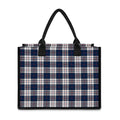 Blue White And Red Tartan Pattern Print Canvas Tote Bag