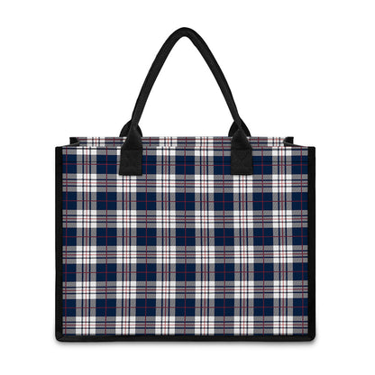 Blue White And Red Tartan Pattern Print Canvas Tote Bag