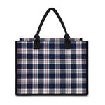 Blue White And Red Tartan Pattern Print Canvas Tote Bag