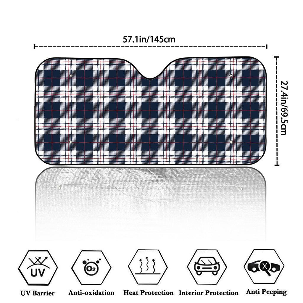 Blue White And Red Tartan Pattern Print Car Windshield Sun Shade