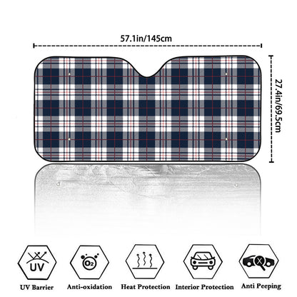 Blue White And Red Tartan Pattern Print Car Windshield Sun Shade