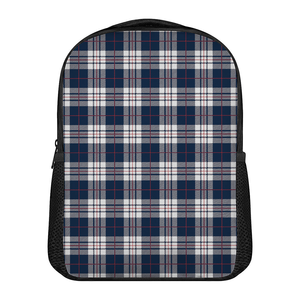 Blue White And Red Tartan Pattern Print Casual Backpack
