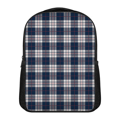 Blue White And Red Tartan Pattern Print Casual Backpack