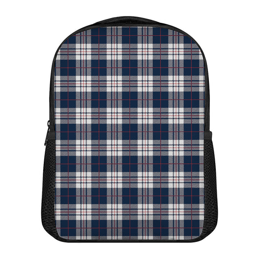 Blue White And Red Tartan Pattern Print Casual Backpack