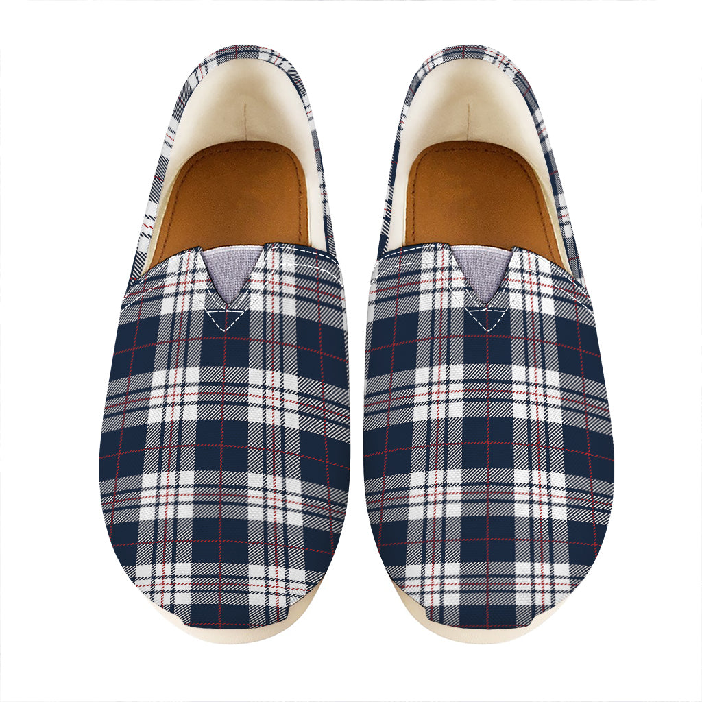 Blue White And Red Tartan Pattern Print Casual Shoes