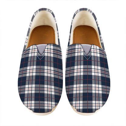 Blue White And Red Tartan Pattern Print Casual Shoes
