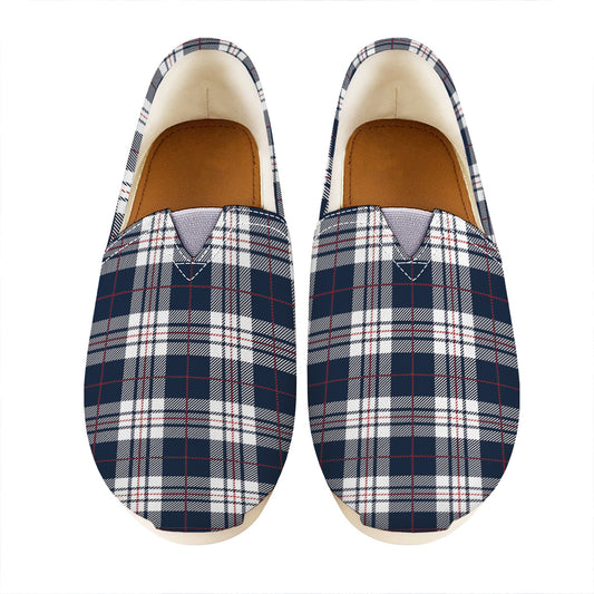 Blue White And Red Tartan Pattern Print Casual Shoes