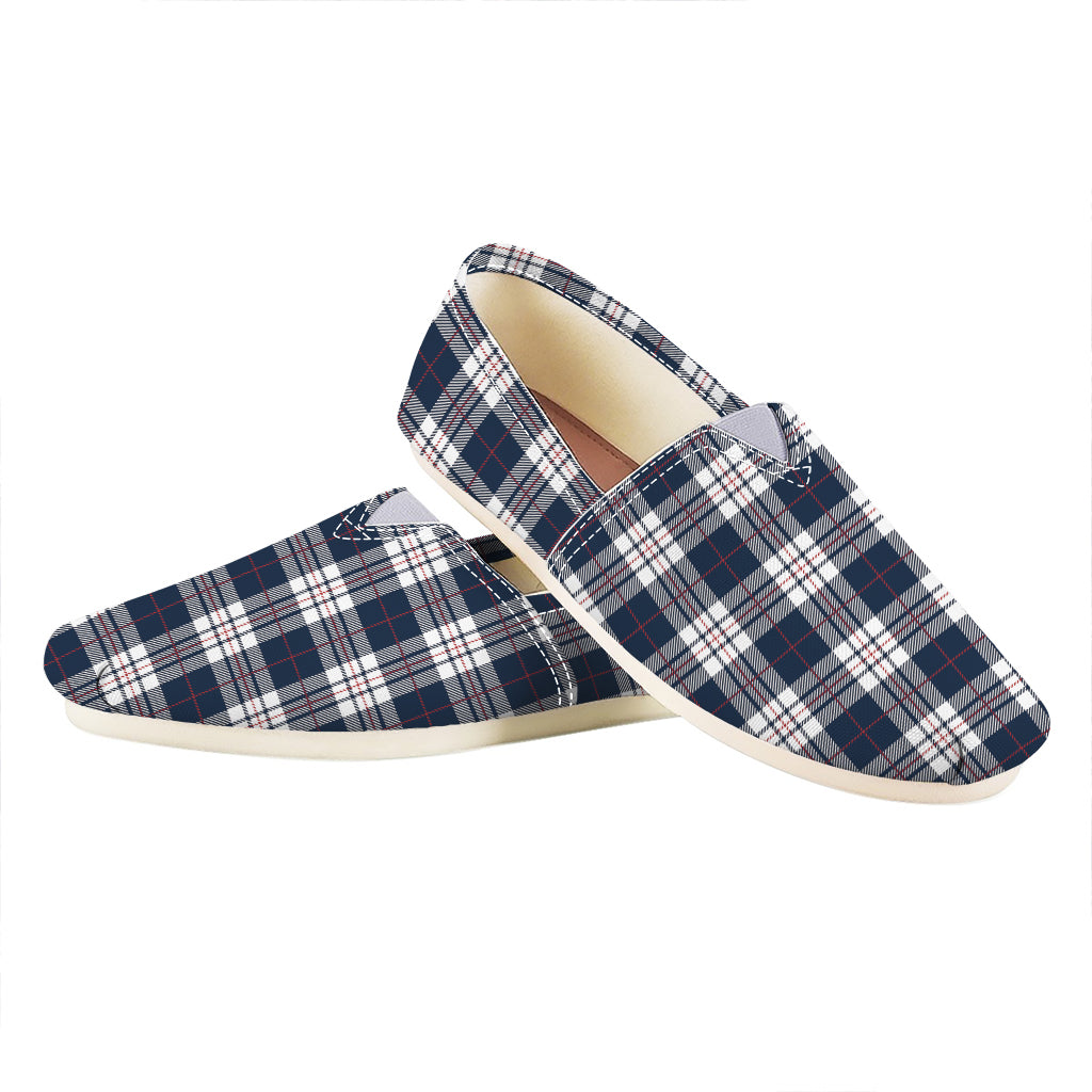Blue White And Red Tartan Pattern Print Casual Shoes