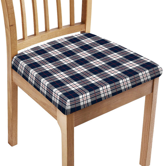 Blue White And Red Tartan Pattern Print Chair Cushion Cover