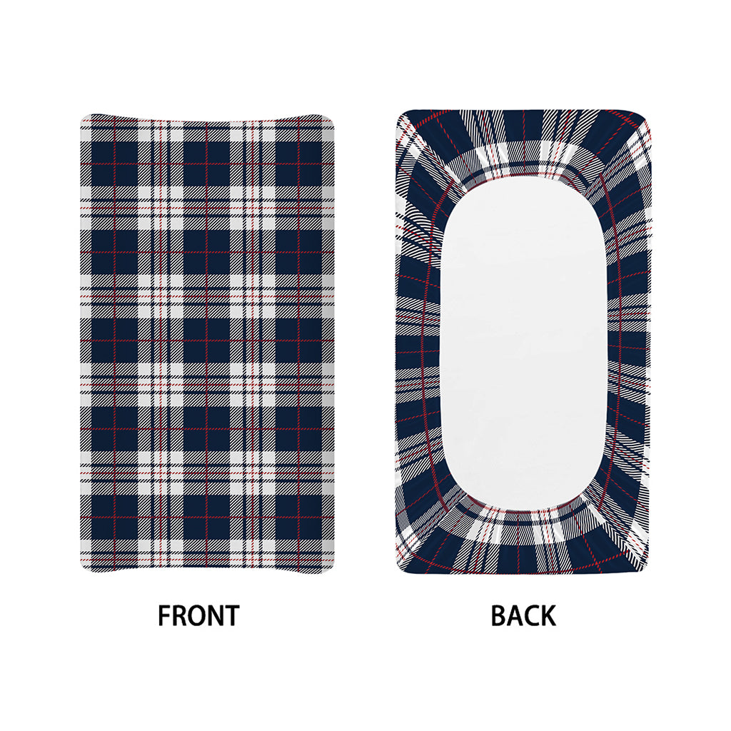 Blue White And Red Tartan Pattern Print Changing Pad Cover
