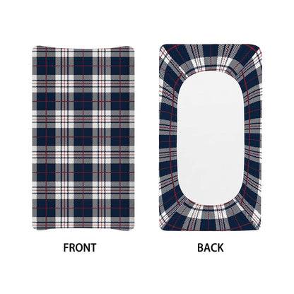 Blue White And Red Tartan Pattern Print Changing Pad Cover