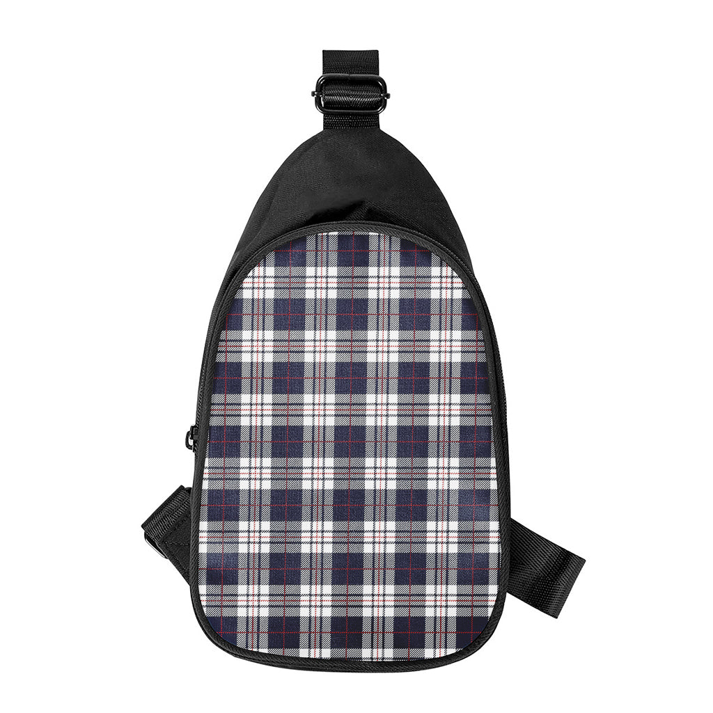 Blue White And Red Tartan Pattern Print Chest Bag