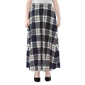 Blue White And Red Tartan Pattern Print Chiffon Maxi Skirt