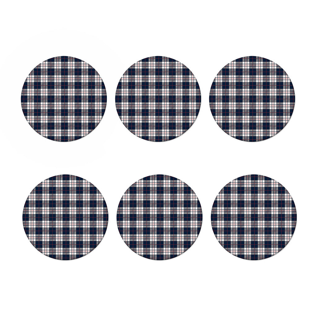 Blue White And Red Tartan Pattern Print Coaster Set