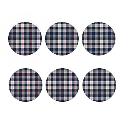 Blue White And Red Tartan Pattern Print Coaster Set