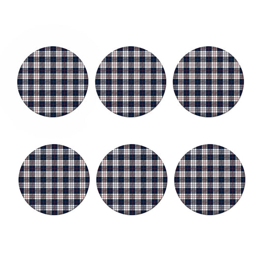 Blue White And Red Tartan Pattern Print Coaster Set