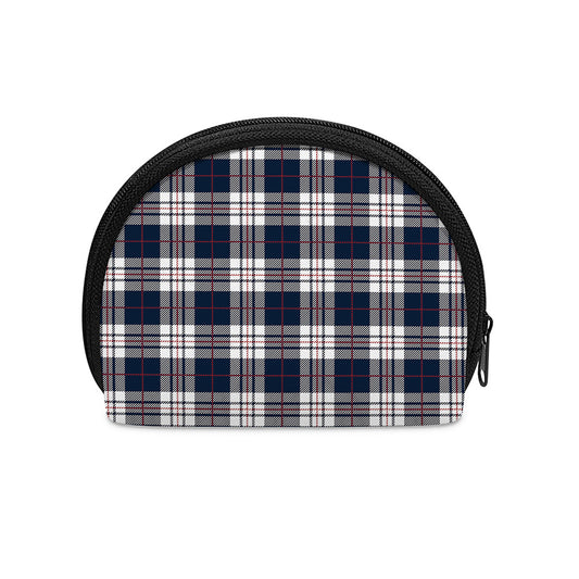 Blue White And Red Tartan Pattern Print Coin Purse
