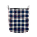 Blue White And Red Tartan Pattern Print Collapsible Laundry Basket